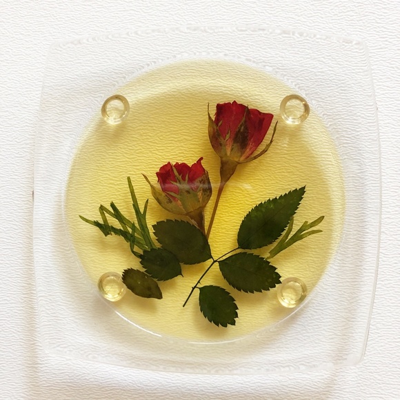 VTG Dried Pressed Flower Drink Coaster Set 12 - Picture 6 of 13